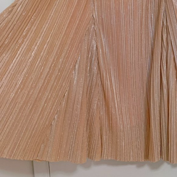 Relaxed Metallic Pleated Midi Skirt Sz S US Maeve Anthropologie Ambra Rose Gold - Picture 6 of 12